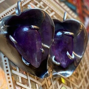 Gorgeous mid-century Mexico 925 tropical leaf signed screw-back earrings